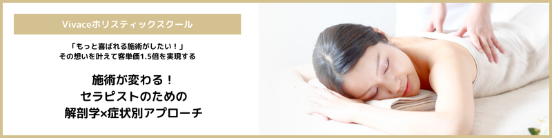 【Vivace ホリスティックスクール】リラクセーションセラピスト育成
＼解剖学×症状別アプローチ／
的確な施術でワンランク上のセラピストへ
